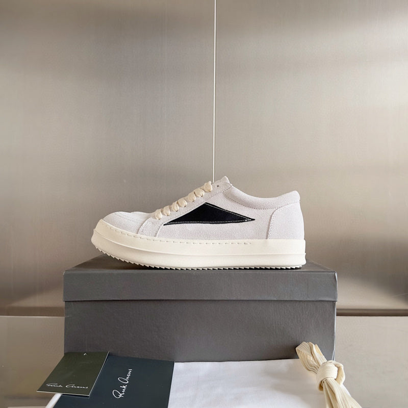 Rick Owens White Suede Low-Top Sneakers - Phantom Kicks