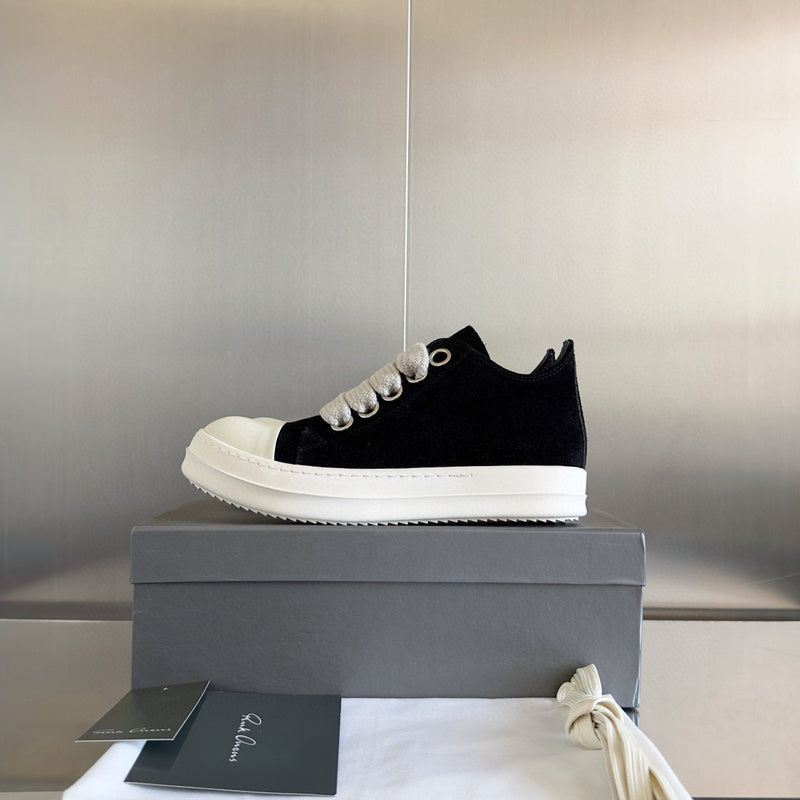 Rick Owens Black Suede Low-Top Sneakers - Phantom Kicks