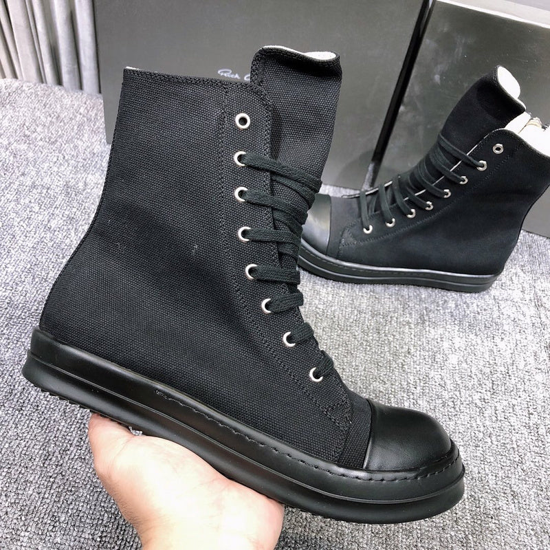 High-Top Black Canvas Sneakers - Phantom Kicks