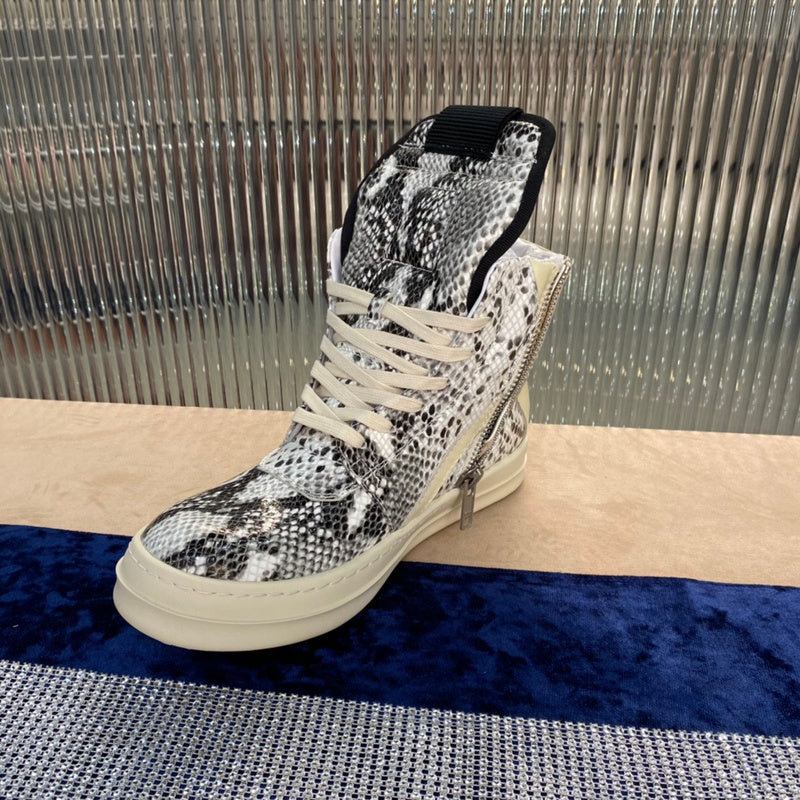 Rick Owens Geobasket Sneakers - Snakeskin Print - Phantom Kicks