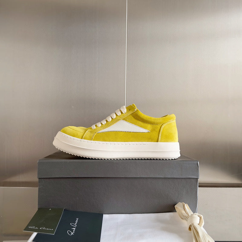 Rick Owens Yellow Suede Low-Top Sneakers - Phantom Kicks