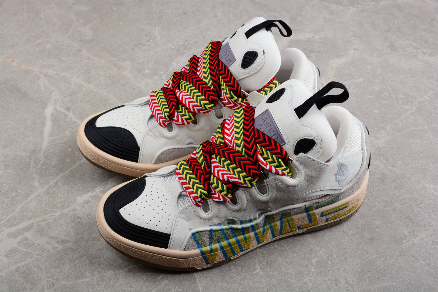 White Low Top Sneakers with Multicolor Laces - Phantom Kicks