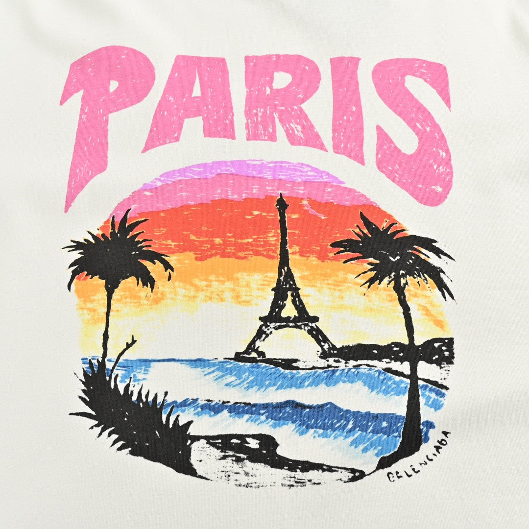Balenciaga White T-Shirt with Paris Graphic - Phantom Kicks