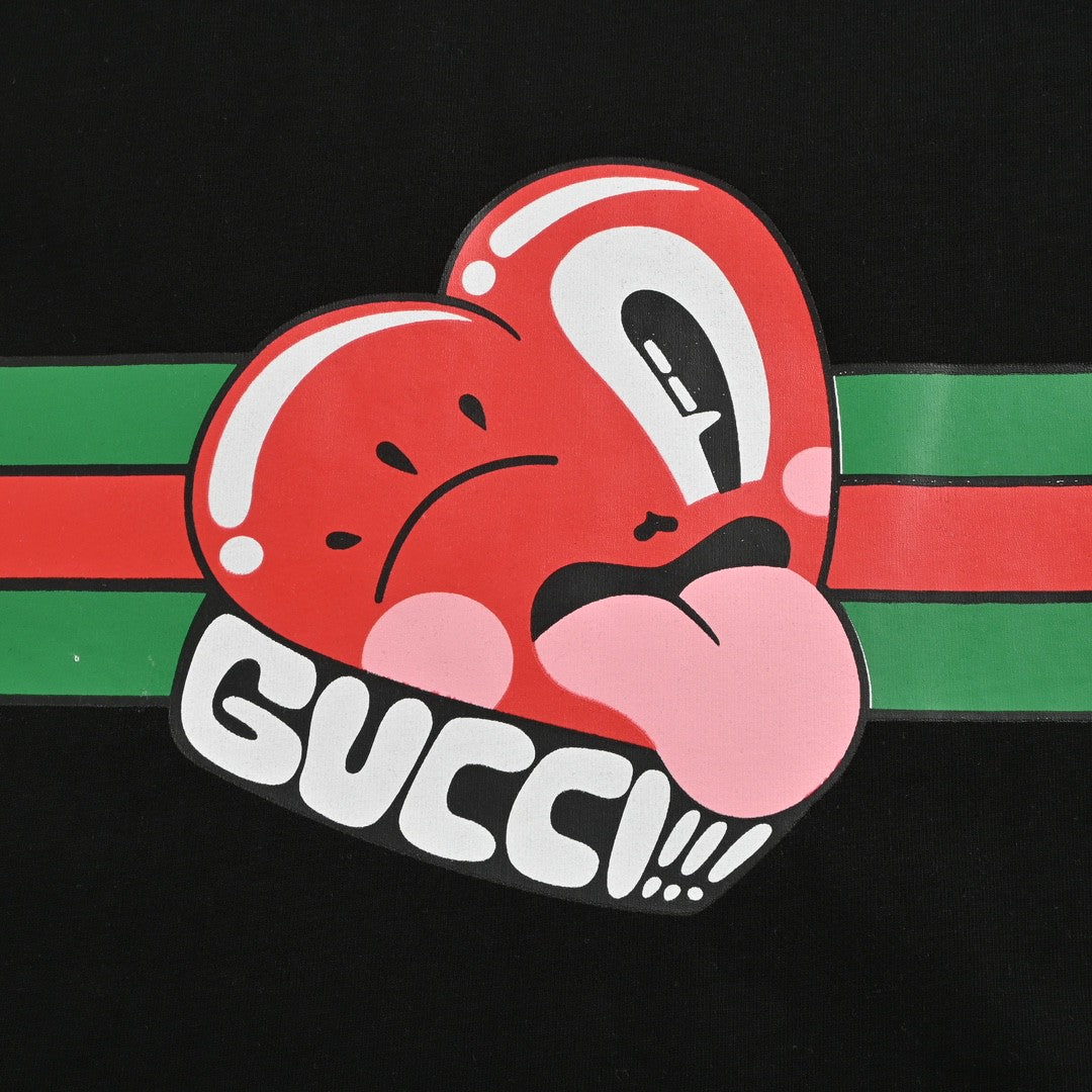 Gucci Black T-Shirt with Heart Graphic - Phantom Kicks