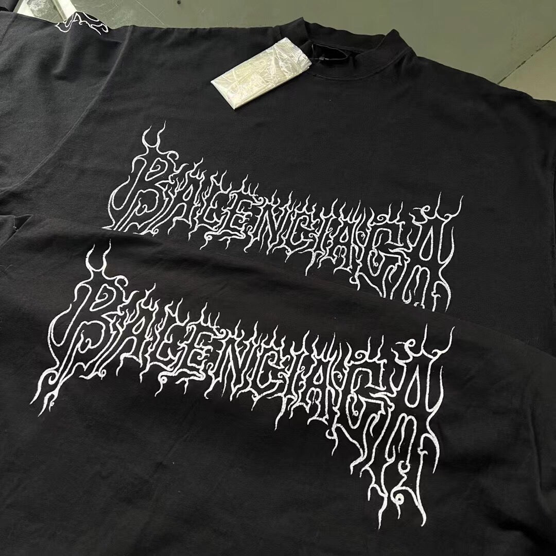 Balenciaga T-shirt with Gothic Flame Logo - Phantom Kicks