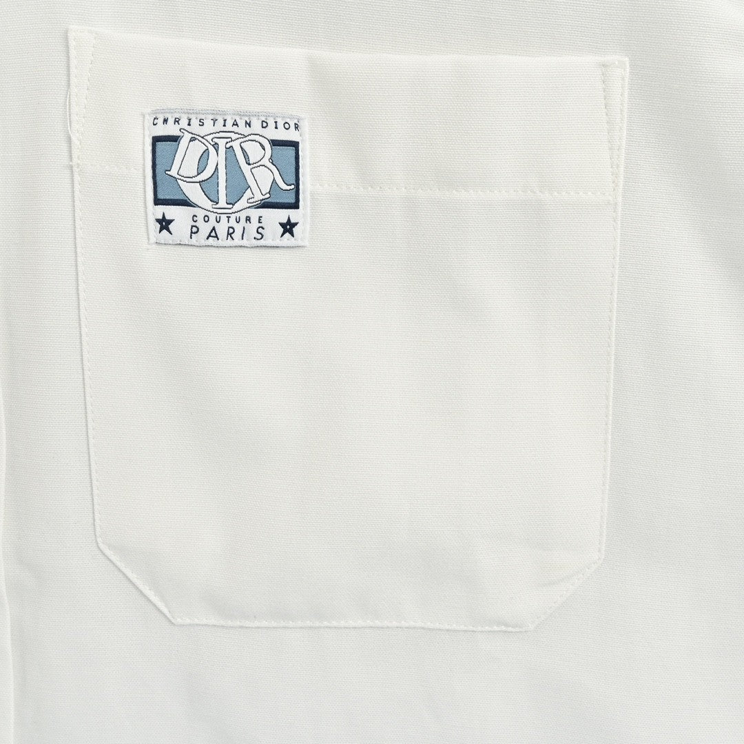 Dior Short Sleeve Button-Up Shirt (White) - Phantom Kicks