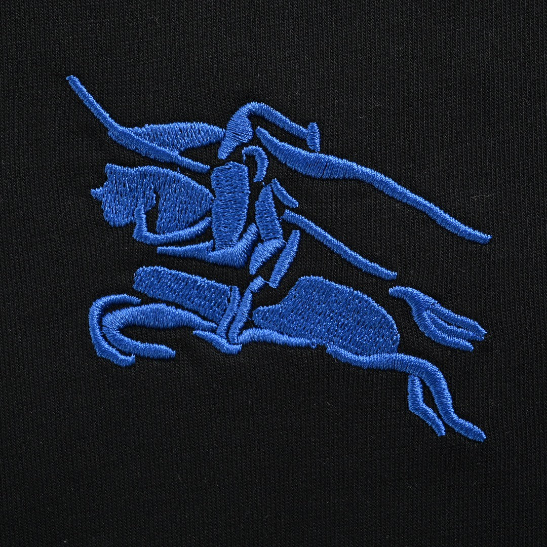 Burberry Black T-Shirt with Blue Equestrian Knight Logo - Phantom Kicks