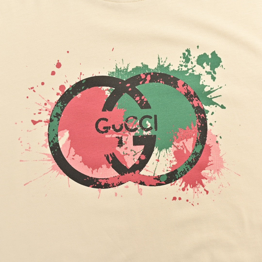 Gucci Splatter Logo T-Shirt (Beige) - Phantom Kicks
