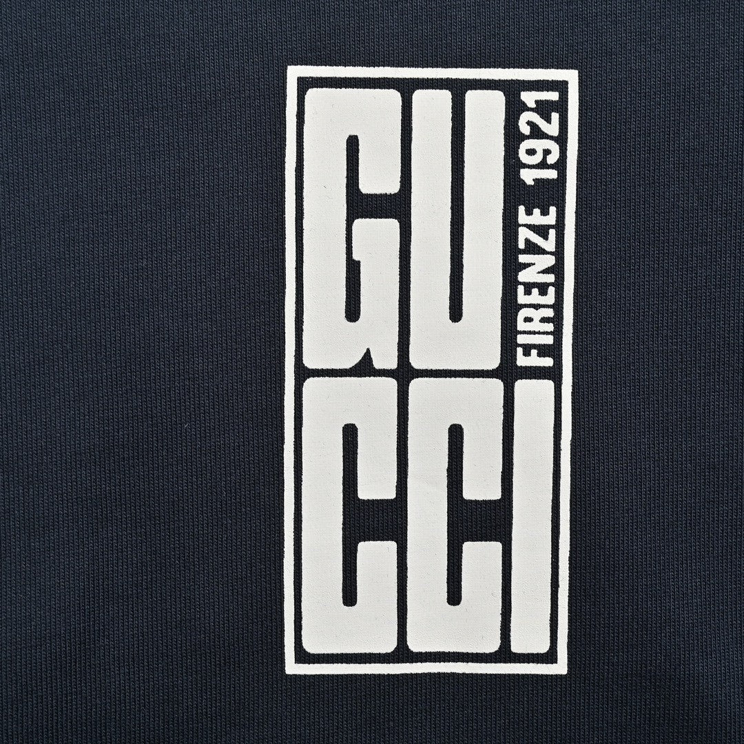 Gucci Navy Blue T-Shirt with Vertical Logo Patch - Phantom Kicks