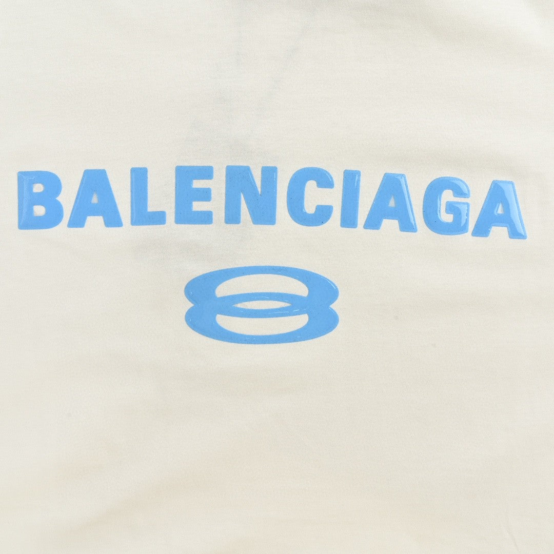 Balenciaga Blue Logo T-Shirt (White) - Phantom Kicks