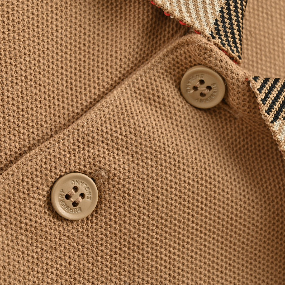 Burberry Polo Shirt with Check Collar (Tan) - Phantom Kicks