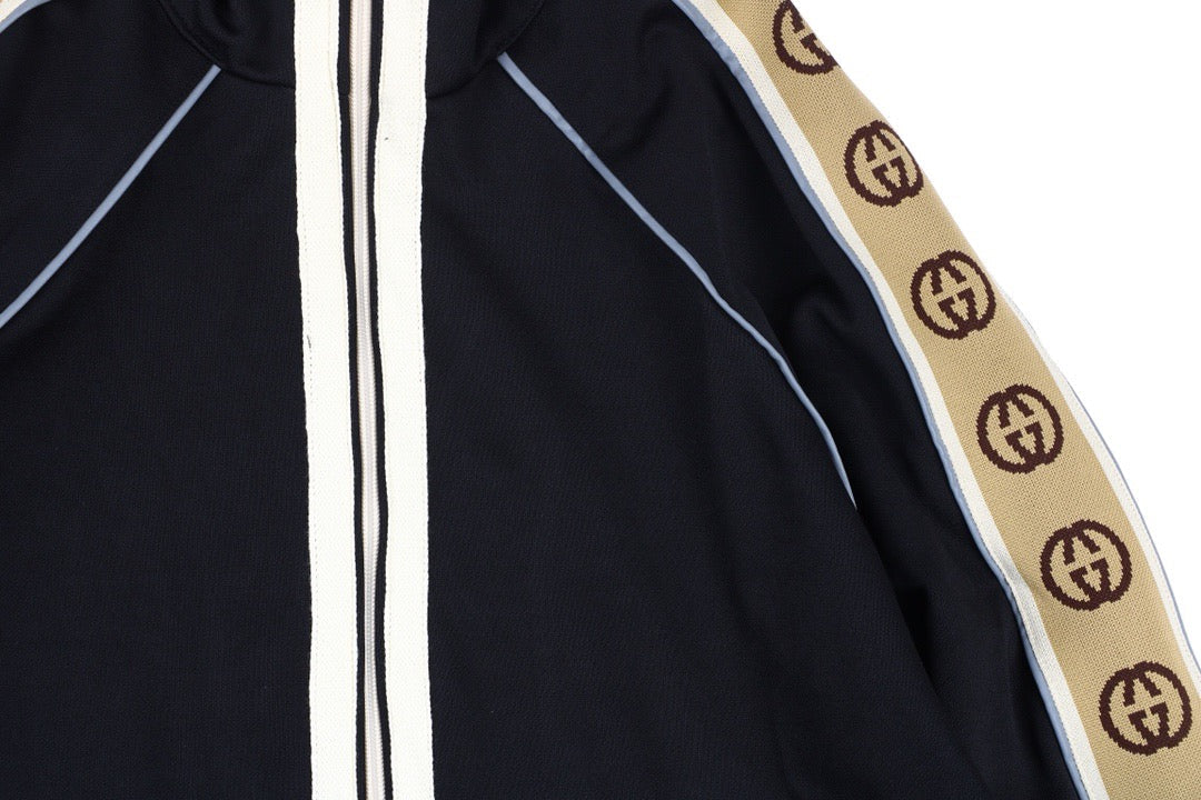 Gucci GG Logo Stripe Track Jacket - Black - Phantom Kicks