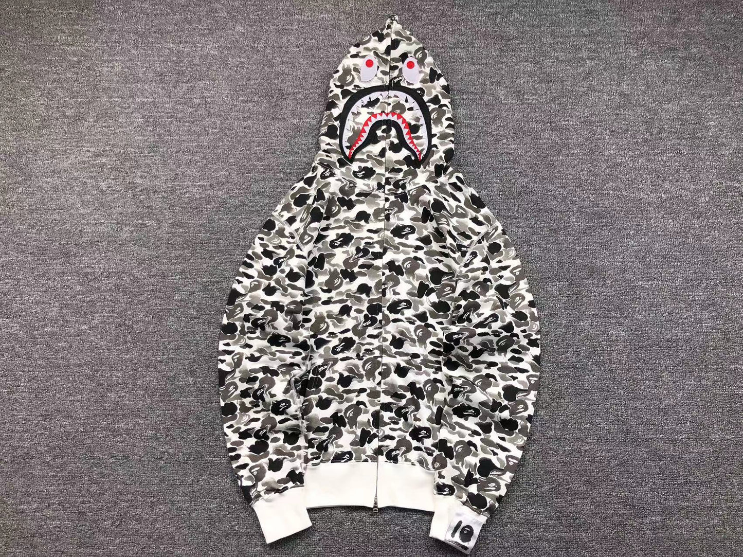 BAPE ABC CAMO SHARK FULL ZIP HOODIE GREY - Phantom Kicks