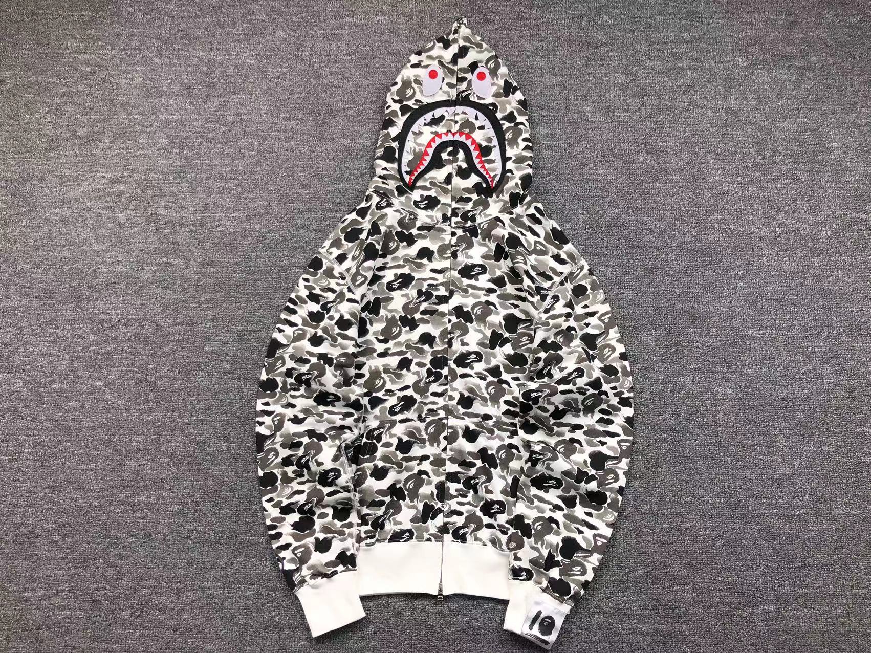 BAPE ABC CAMO SHARK FULL ZIP HOODIE GREY - Phantom Kicks