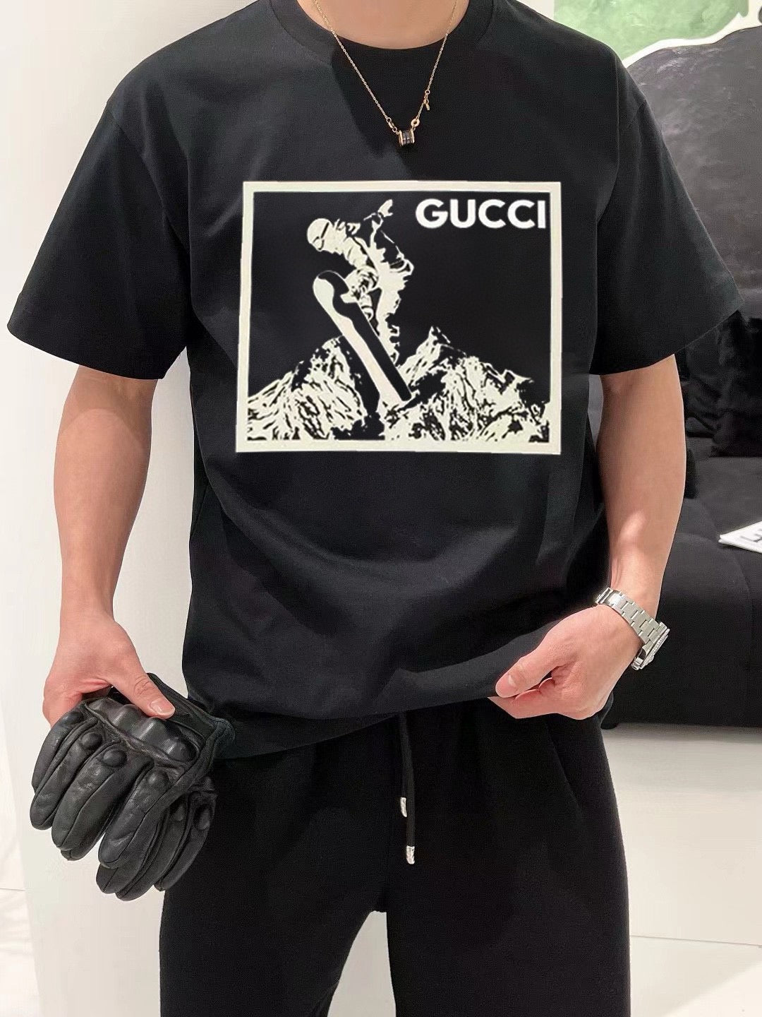 Gucci Snowboarder Graphic Black T-Shirt - Phantom Kicks