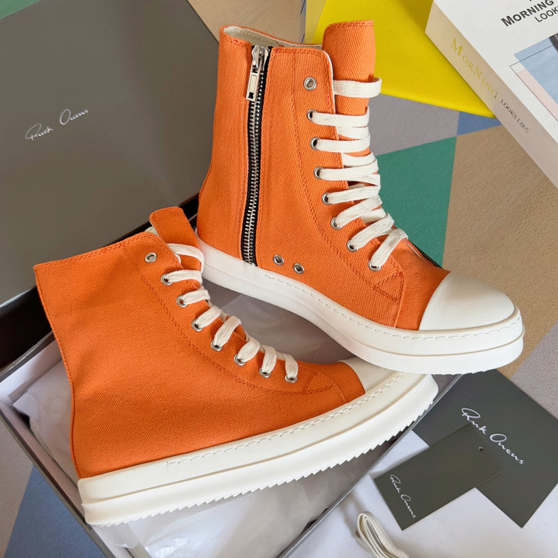Rick Owens Orange High-Top Sneakers - Phantom Kicks