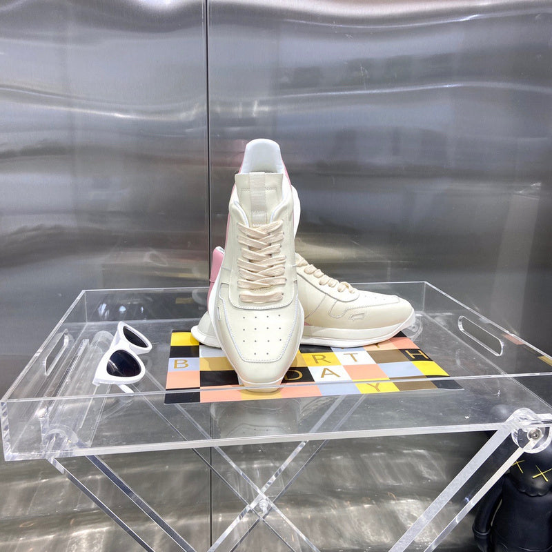 Rick Owens Cream and Pink Low-Top Sneakers - Phantom Kicks