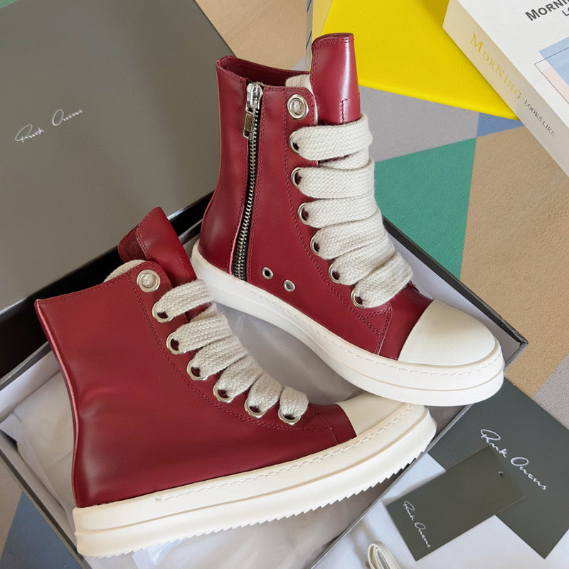 Rick Owens Red High-Top Sneakers - Phantom Kicks