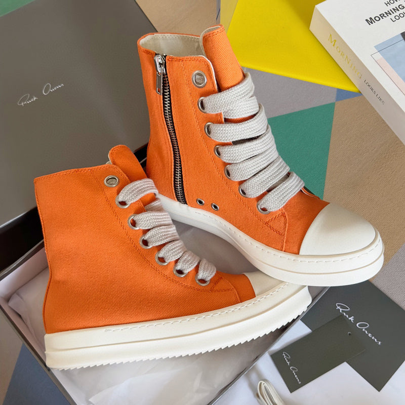 Rick Owens Orange High-Top Sneakers - Phantom Kicks