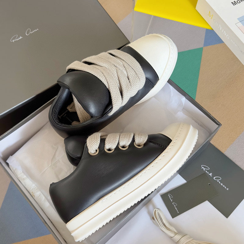 Rick Owens Black and White Low-Top Sneakers - Phantom Kicks