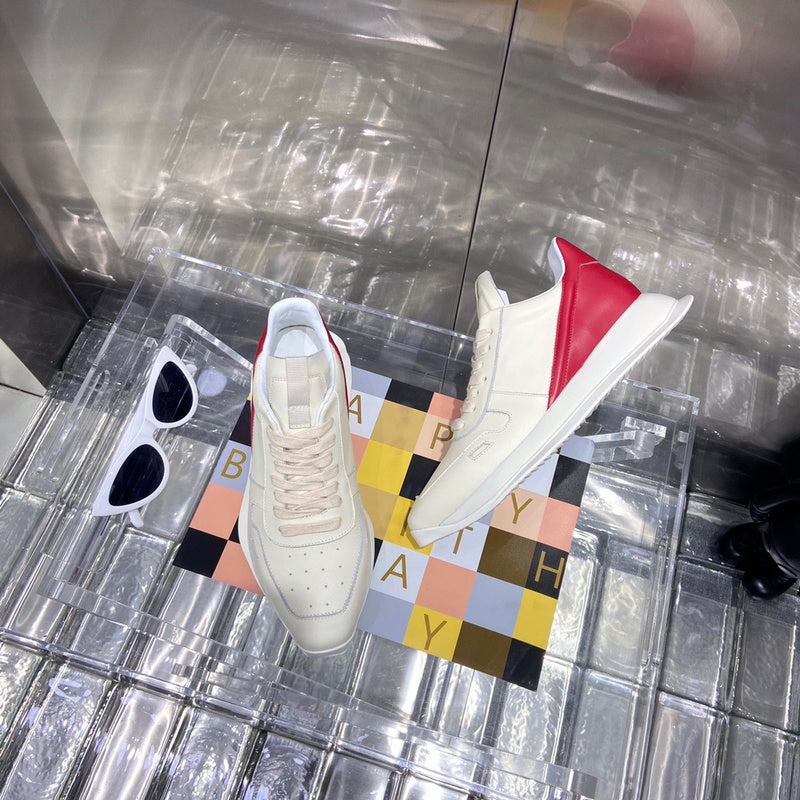 Rick Owens Cream and Red Low-Top Sneakers - Phantom Kicks