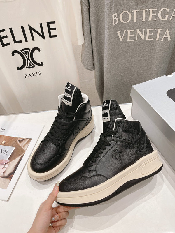 Rick Owens Black and White High-Top Sneakers - Phantom Kicks
