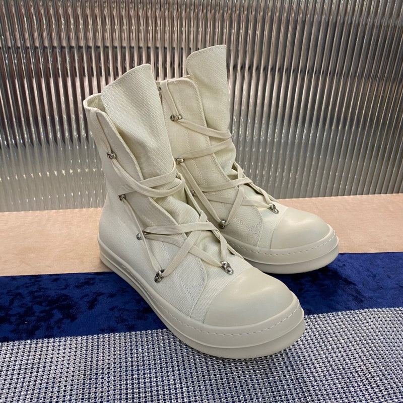 Rick Owens High-Top Canvas Boots - Cream - Phantom Kicks