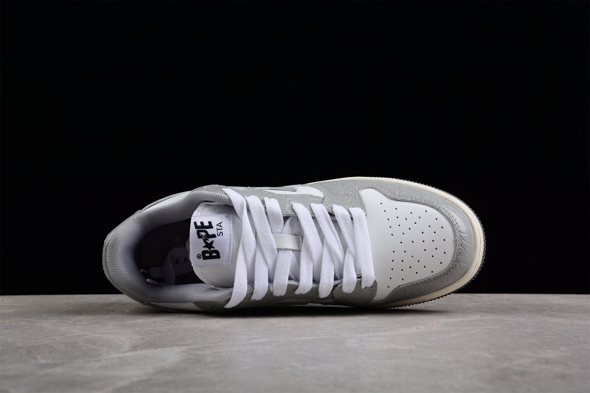 BAPE STA Low-Top Sneakers in White and Gray - Phantom Kicks