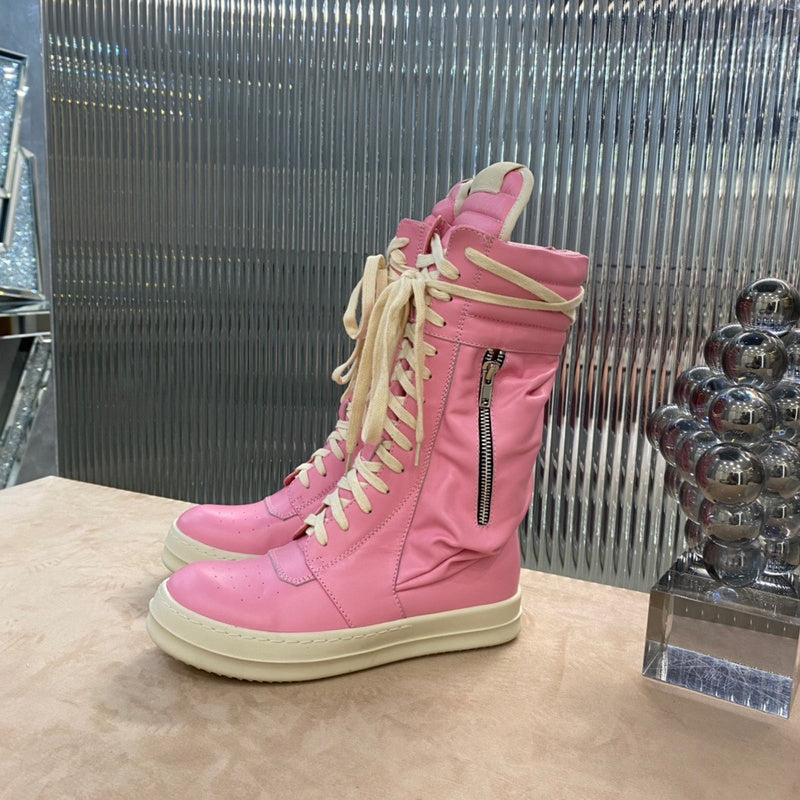 Rick Owens High-Top Sneakers - Pink and Cream - Phantom Kicks