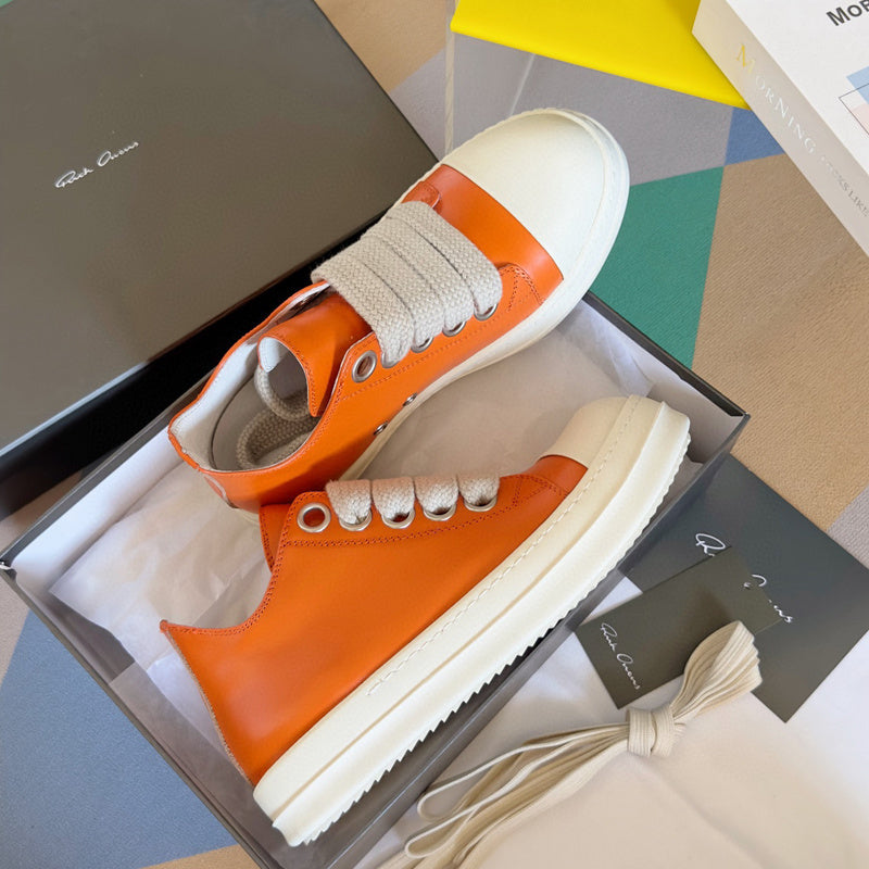 Rick Owens Orange Low-Top Sneakers - Phantom Kicks