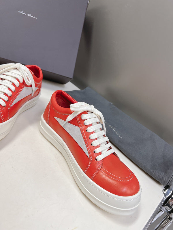 Rick Owens Low-Top Sneakers - Red Leather - Phantom Kicks