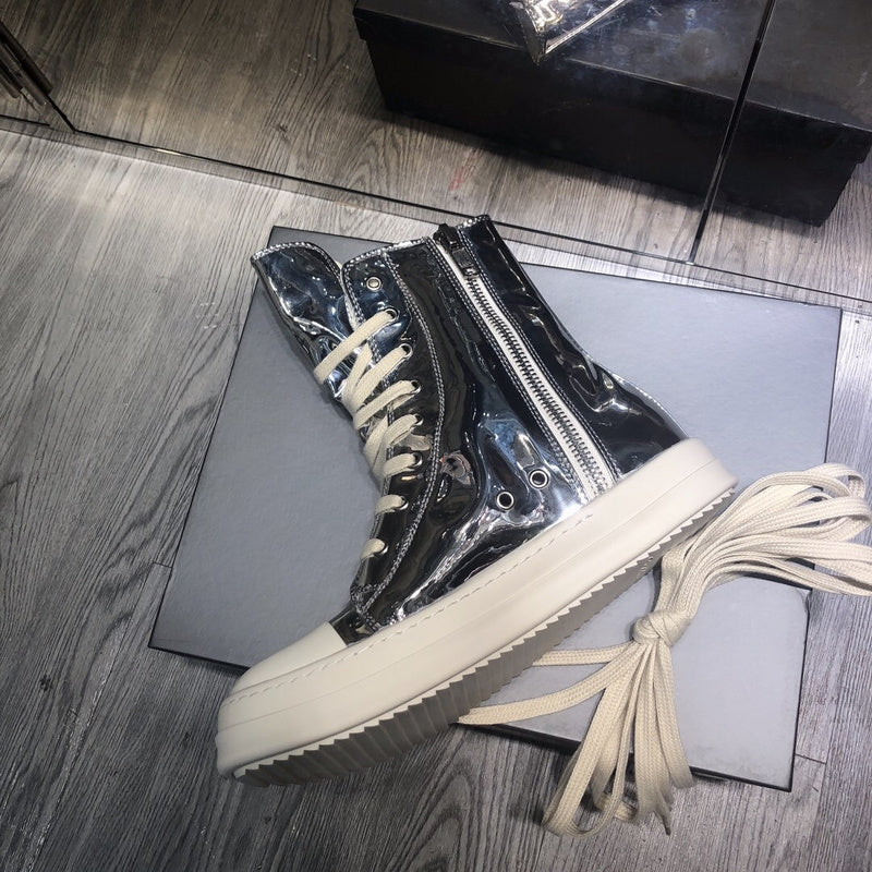 High-Top Metallic Leather Sneakers - Phantom Kicks