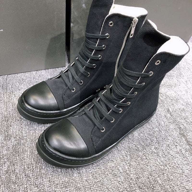 High-Top Black Canvas Sneakers - Phantom Kicks