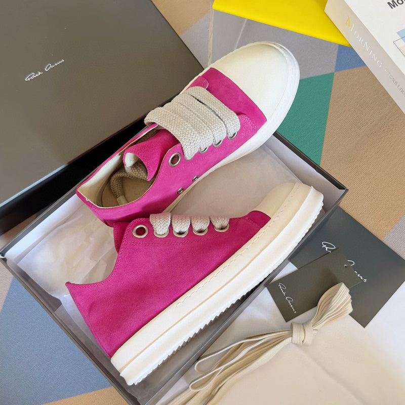 Rick Owens Pink Suede Low-Top Sneakers - Phantom Kicks