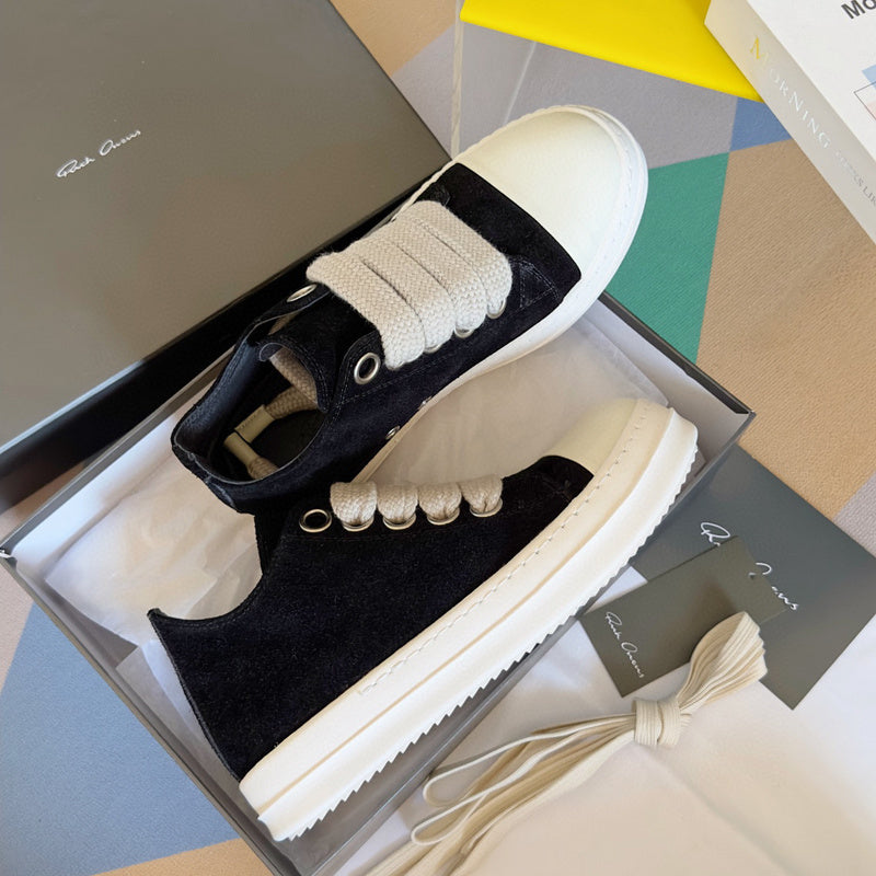 Rick Owens Black Suede Low-Top Sneakers - Phantom Kicks