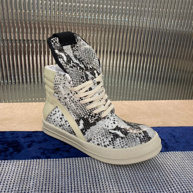 Rick Owens Geobasket Sneakers - Snakeskin Print - Phantom Kicks
