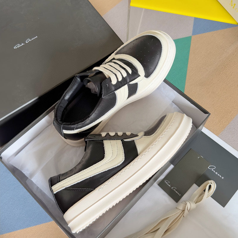 Rick Owens Black and White Low-Top Sneakers - Phantom Kicks