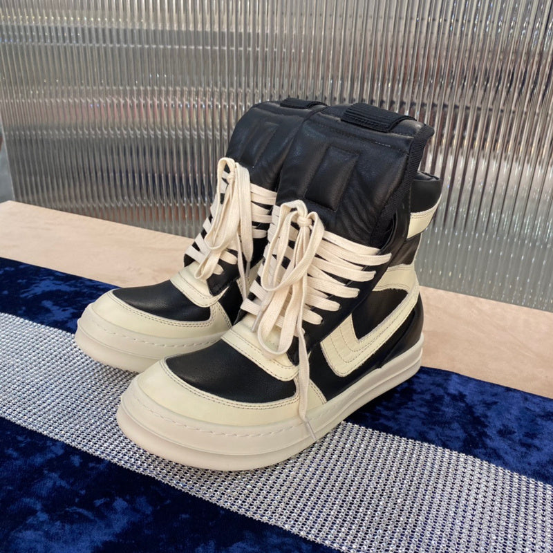 Rick Owens Geobasket Sneakers - Black and White - Phantom Kicks