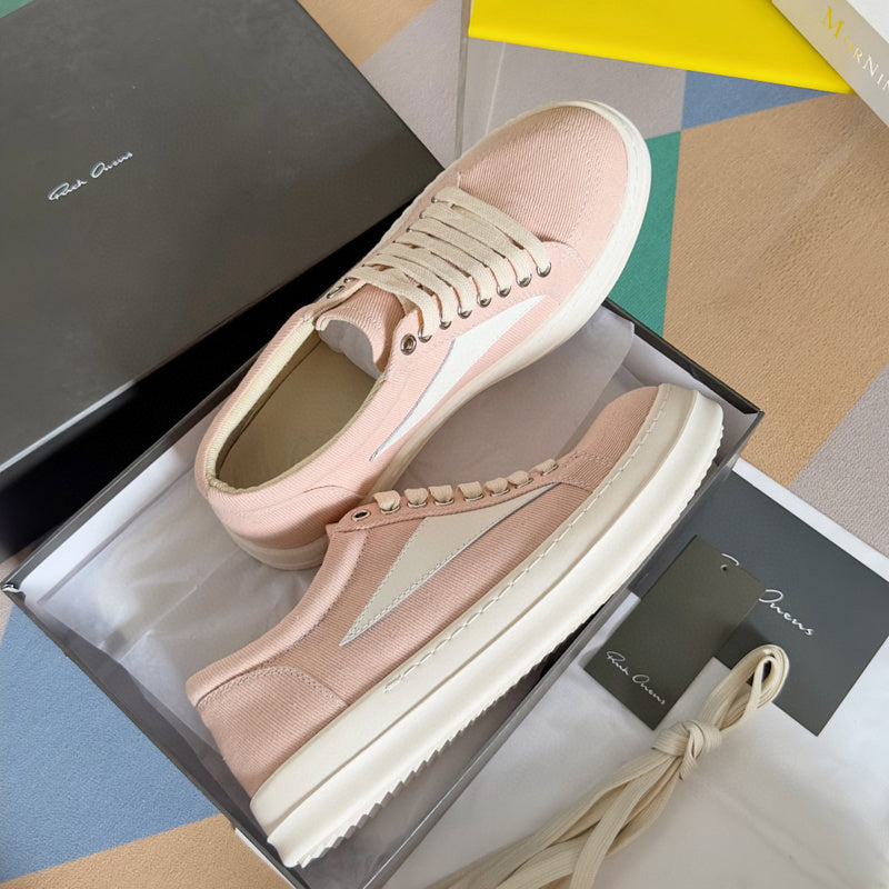 Rick Owens Pink Canvas Low-Top Sneakers - Phantom Kicks