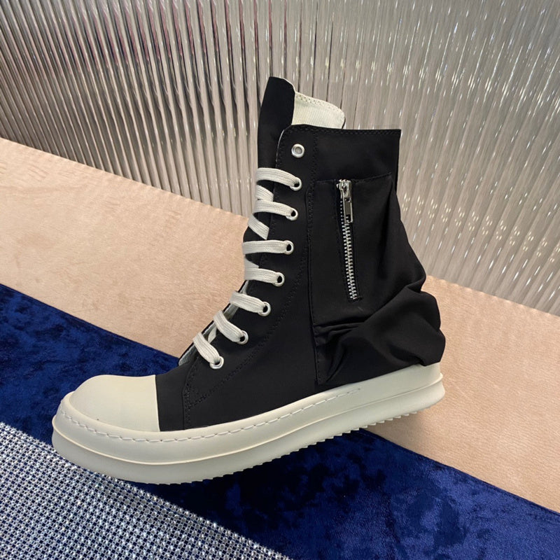 Rick Owens High-Top Nylon Boots - Black and White - Phantom Kicks