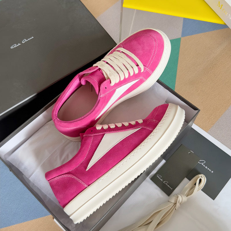 Rick Owens Pink Suede Low-Top Sneakers - Phantom Kicks