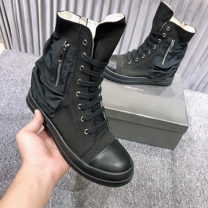 Rick Owens High-Top Leather Sneakers with Side Zipper - Phantom Kicks