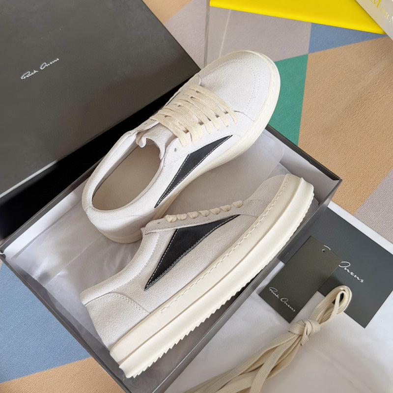 Rick Owens White Suede Low-Top Sneakers - Phantom Kicks