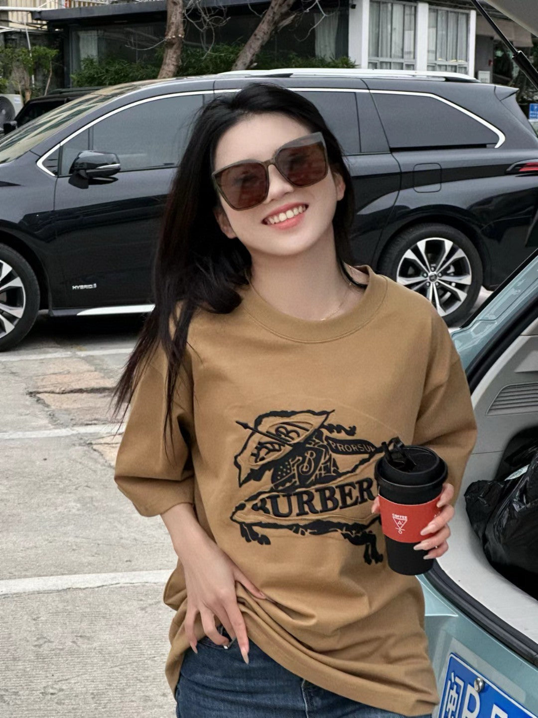 Burberry T-Shirt - Tan with Graphic Design - Phantom Kicks
