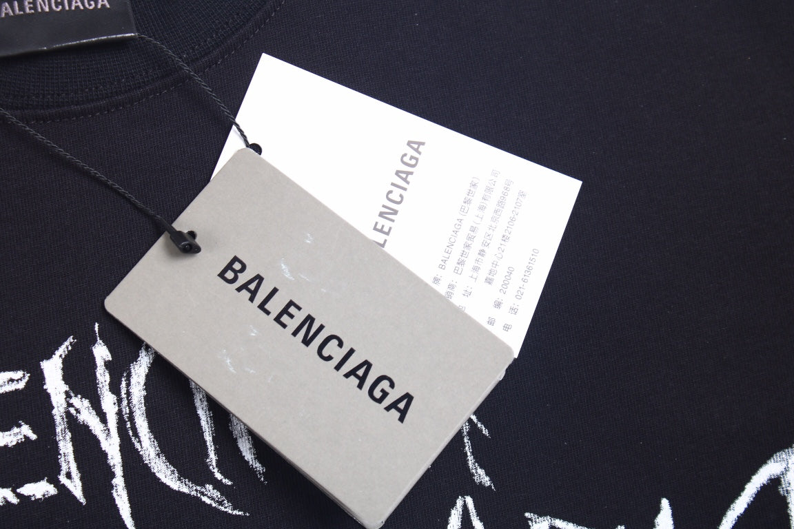 Balenciaga Multi-Logo T-Shirt (Black) - Phantom Kicks