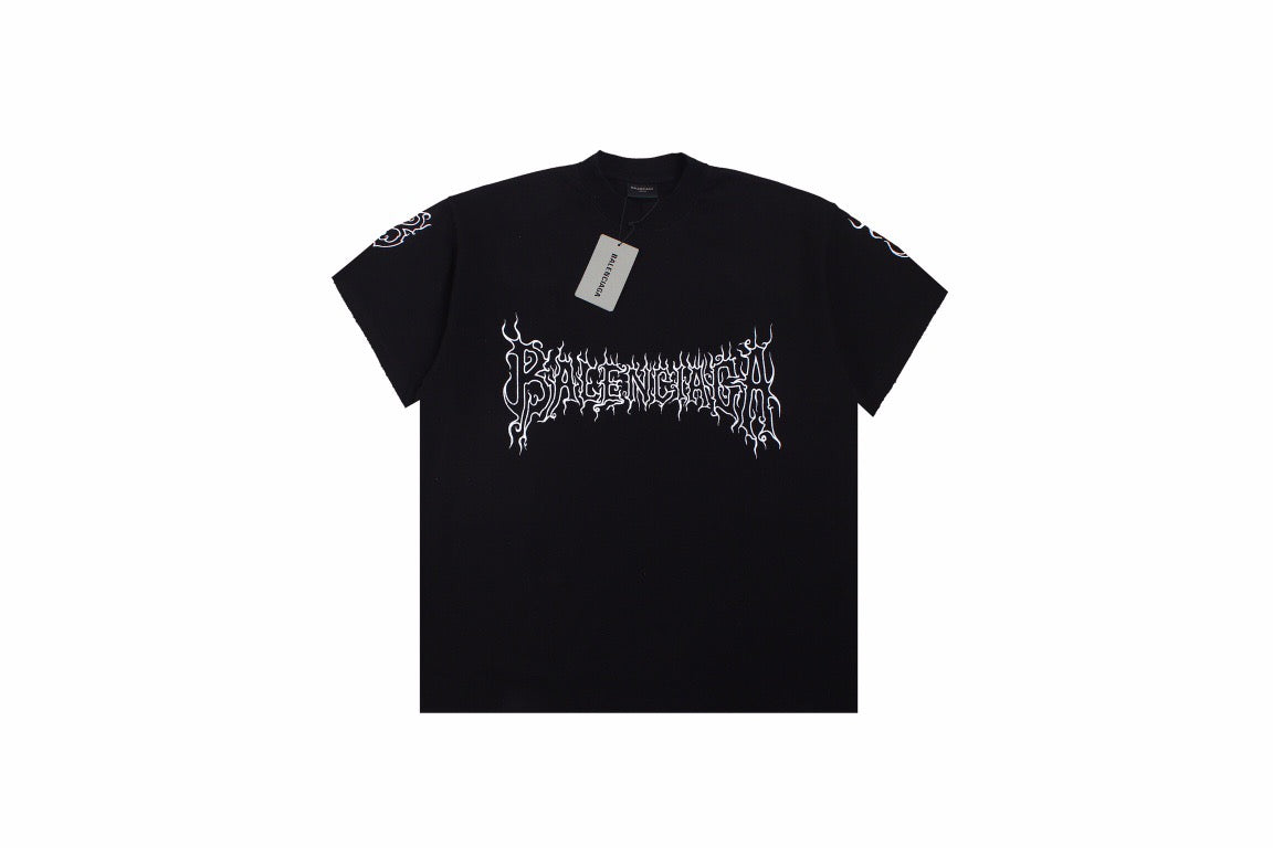 Balenciaga T-shirt with Gothic Flame Logo - Phantom Kicks