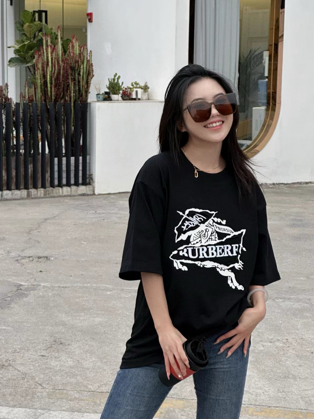 Burberry T-Shirt - Black with Graphic Design - Phantom Kicks