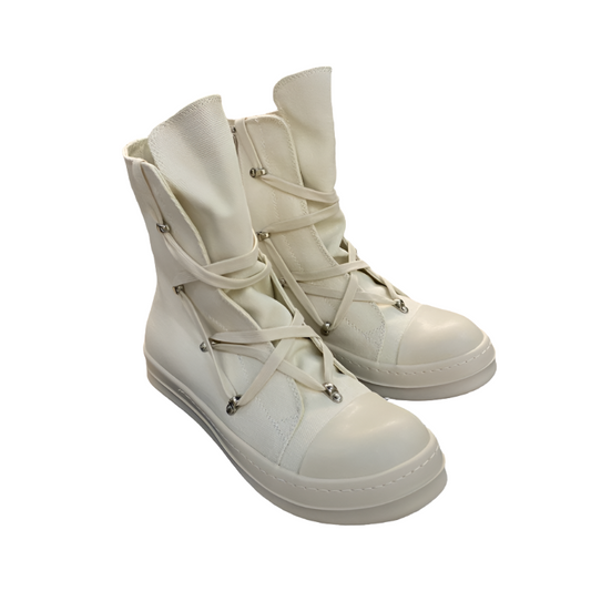 Rick Owens High-Top Canvas Boots - Cream - Phantom Kicks
