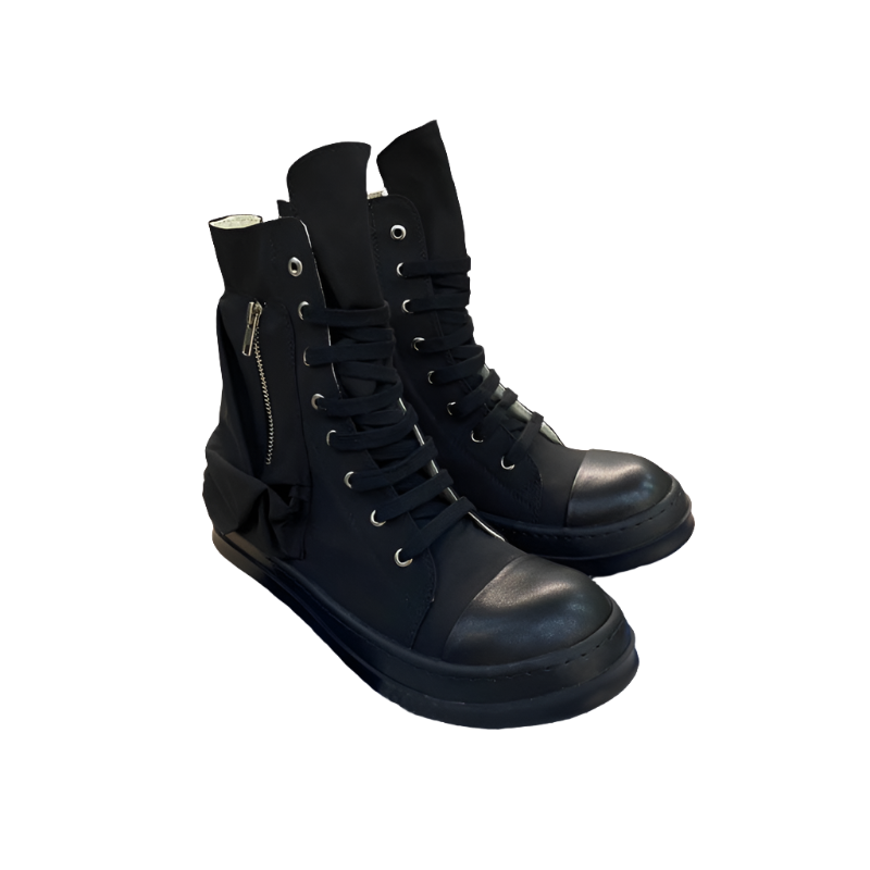 Rick Owens High-Top Nylon Boots - All Black - Phantom Kicks