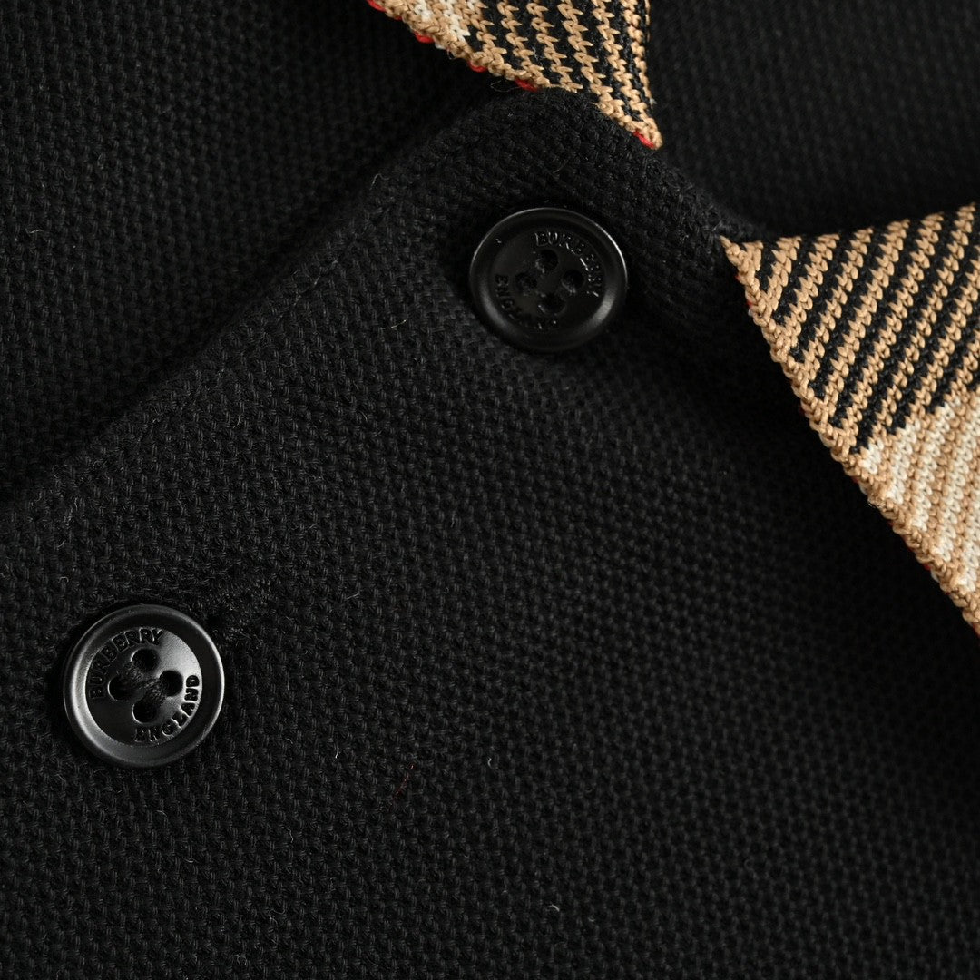 BURBERRY CHECK COLLAR POLO SHIRT BLACK - Phantom Kicks